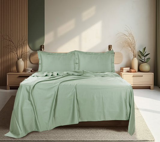 Classic Solid Cotton Bed Sheet - 300 TC with two Pillow covers
