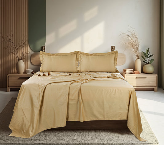 Classic Solid Cotton Bed Sheet - 300 TC with two Pillow covers