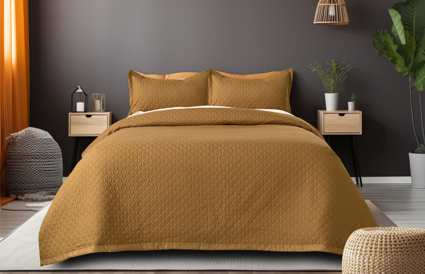 Ember BedSpread -Double Bed (100x108inches) with two Pillow covers