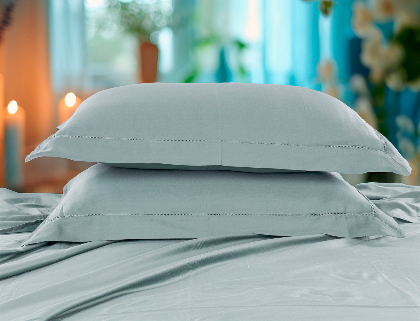 Classic Solid Cotton Bed Sheet - 300 TC with two Pillow covers
