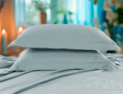 Classic Solid Cotton Bed Sheet - 300 TC with two Pillow covers
