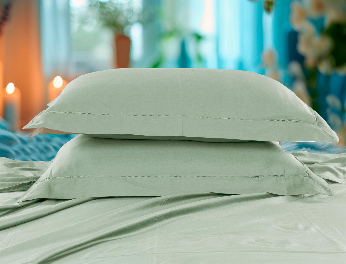Classic Solid Cotton Bed Sheet - 300 TC with two Pillow covers