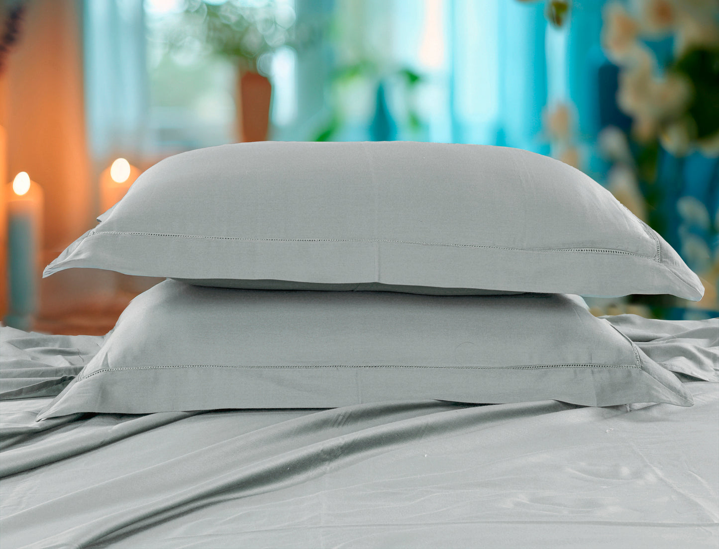 Classic Solid Cotton Bed Sheet - 300 TC with two Pillow covers