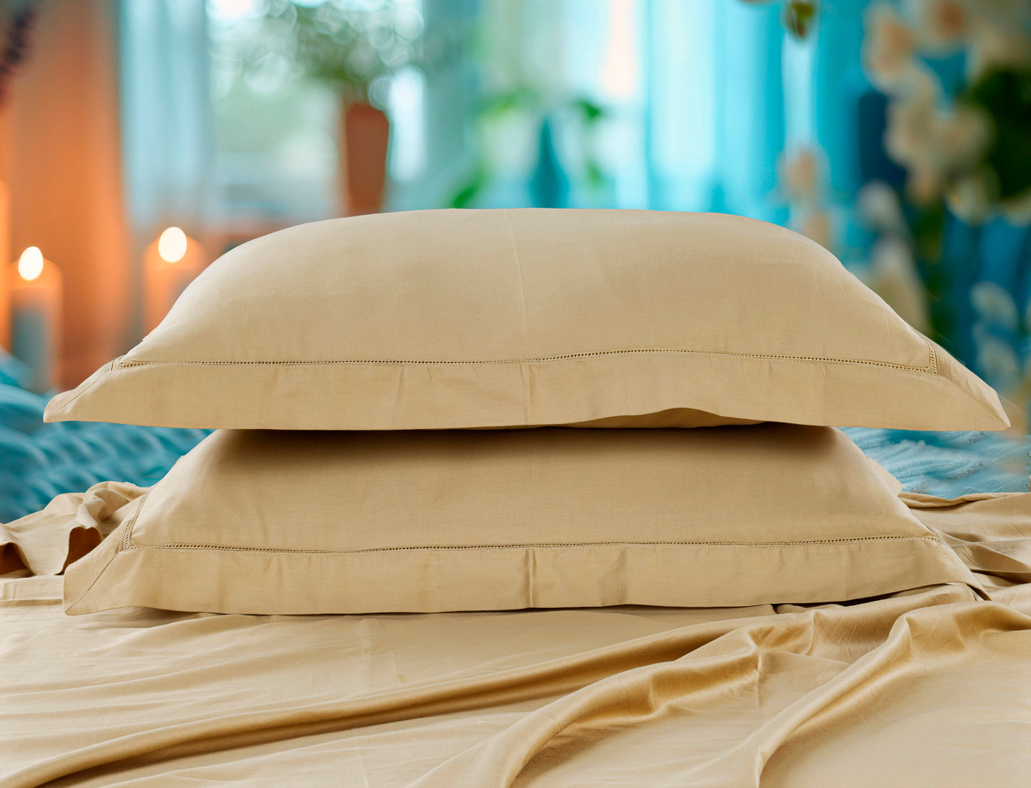 Classic Solid Cotton Bed Sheet - 300 TC with two Pillow covers