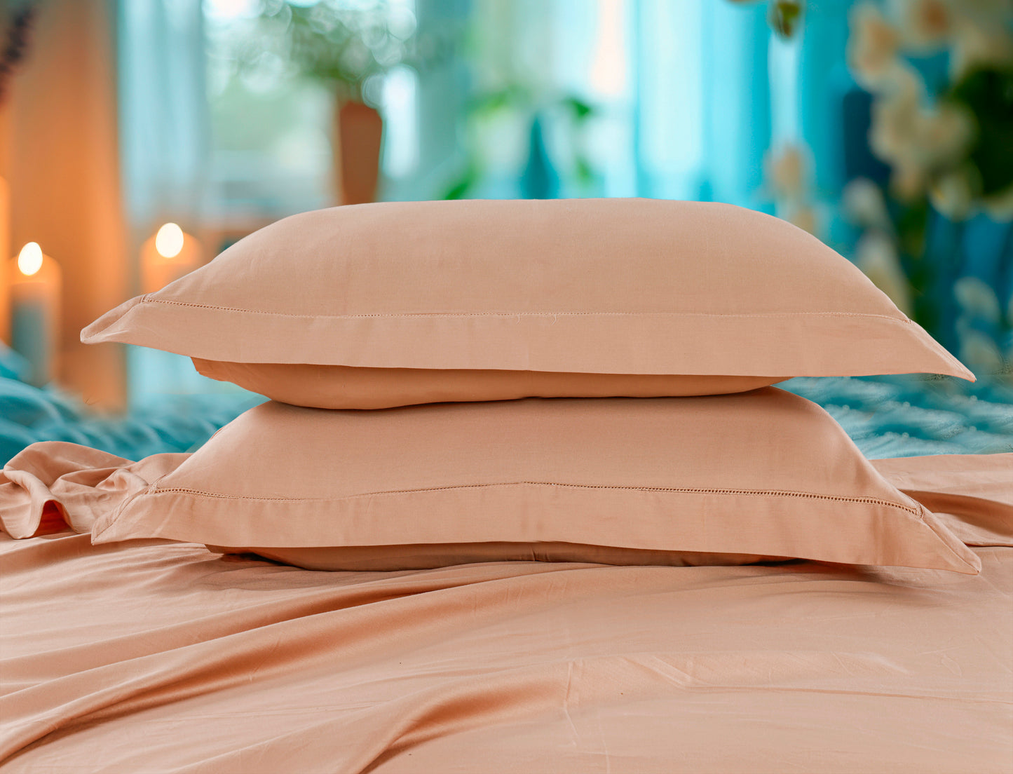 Classic Solid Cotton Bed Sheet - 300 TC with two Pillow covers