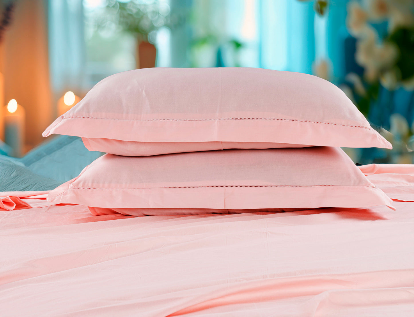 Classic Solid Cotton Bed Sheet - 300 TC with two Pillow covers