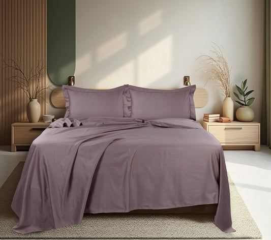 Classic Solid Cotton Bed Sheet - 300 TC with two Pillow covers
