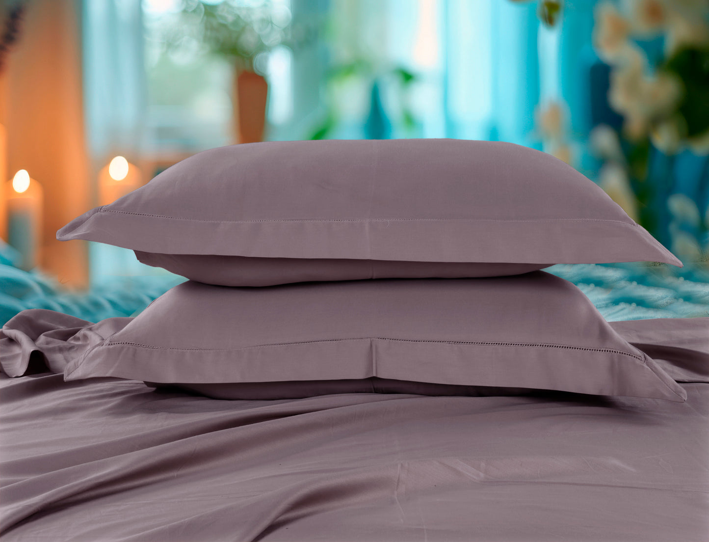 Classic Solid Cotton Bed Sheet - 300 TC with two Pillow covers