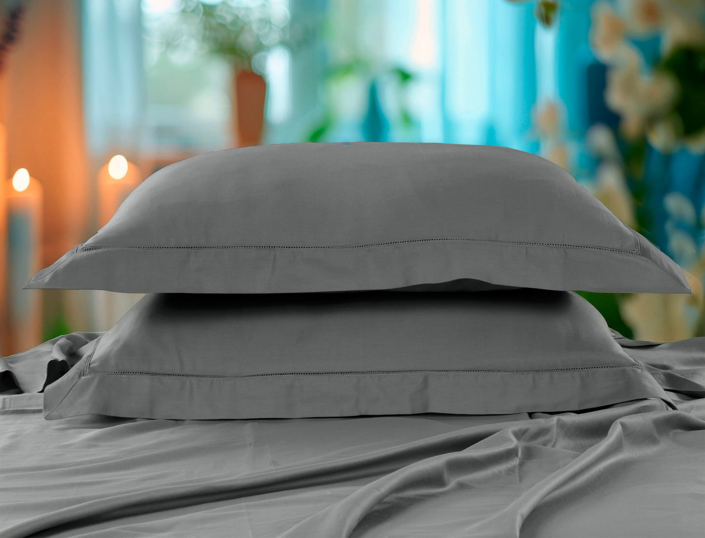 Classic Solid Cotton Bed Sheet - 300 TC with two Pillow covers