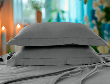Classic Solid Cotton Bed Sheet - 300 TC with two Pillow covers