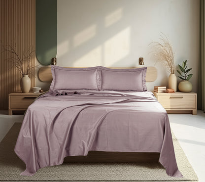 Classic Solid Cotton Bed Sheet - 300 TC with two Pillow covers