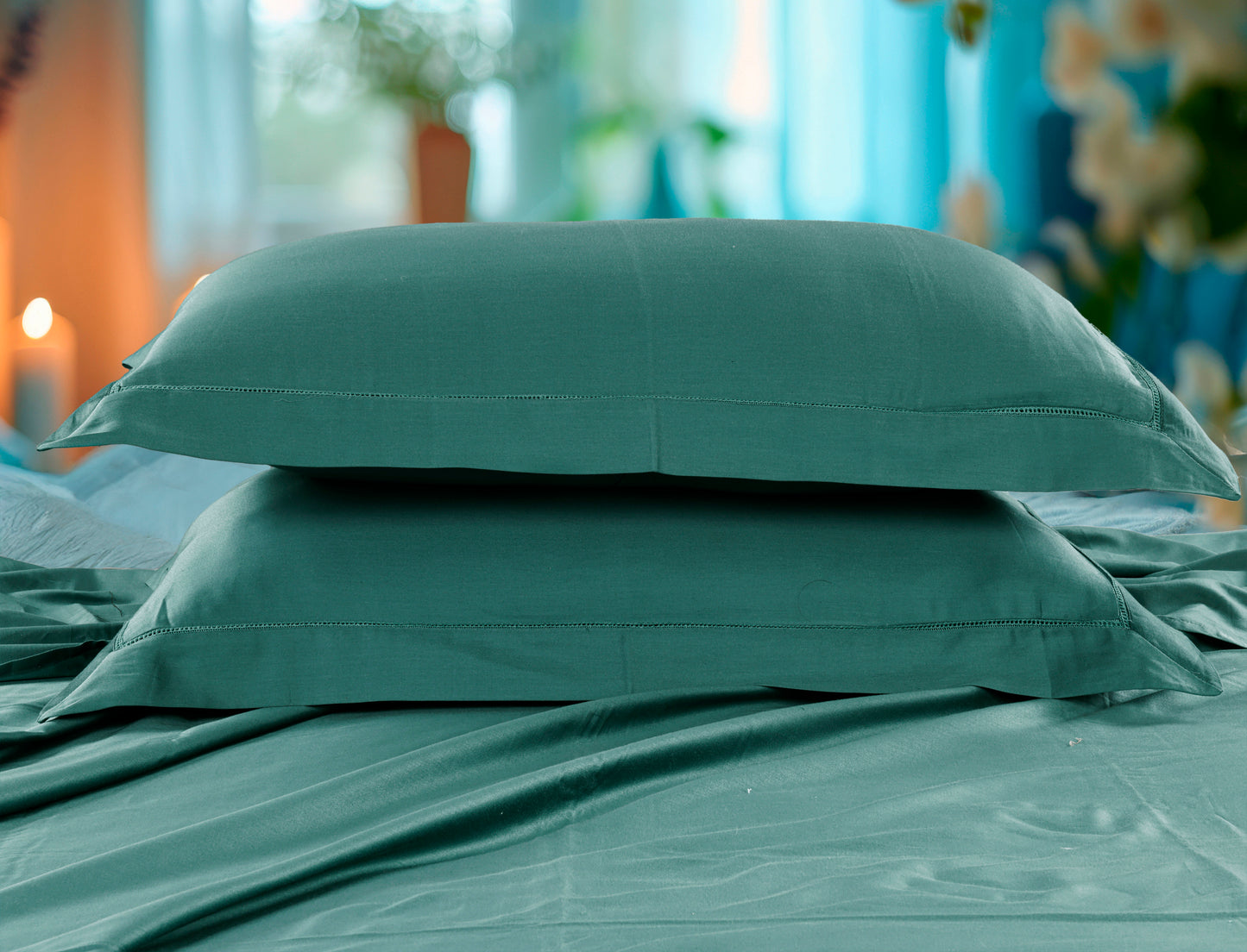 Classic Solid Cotton Bed Sheet - 300 TC with two Pillow covers