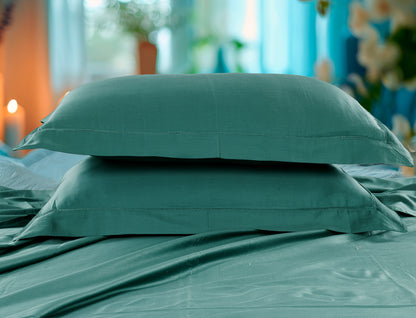 Classic Solid Cotton Bed Sheet - 300 TC with two Pillow covers